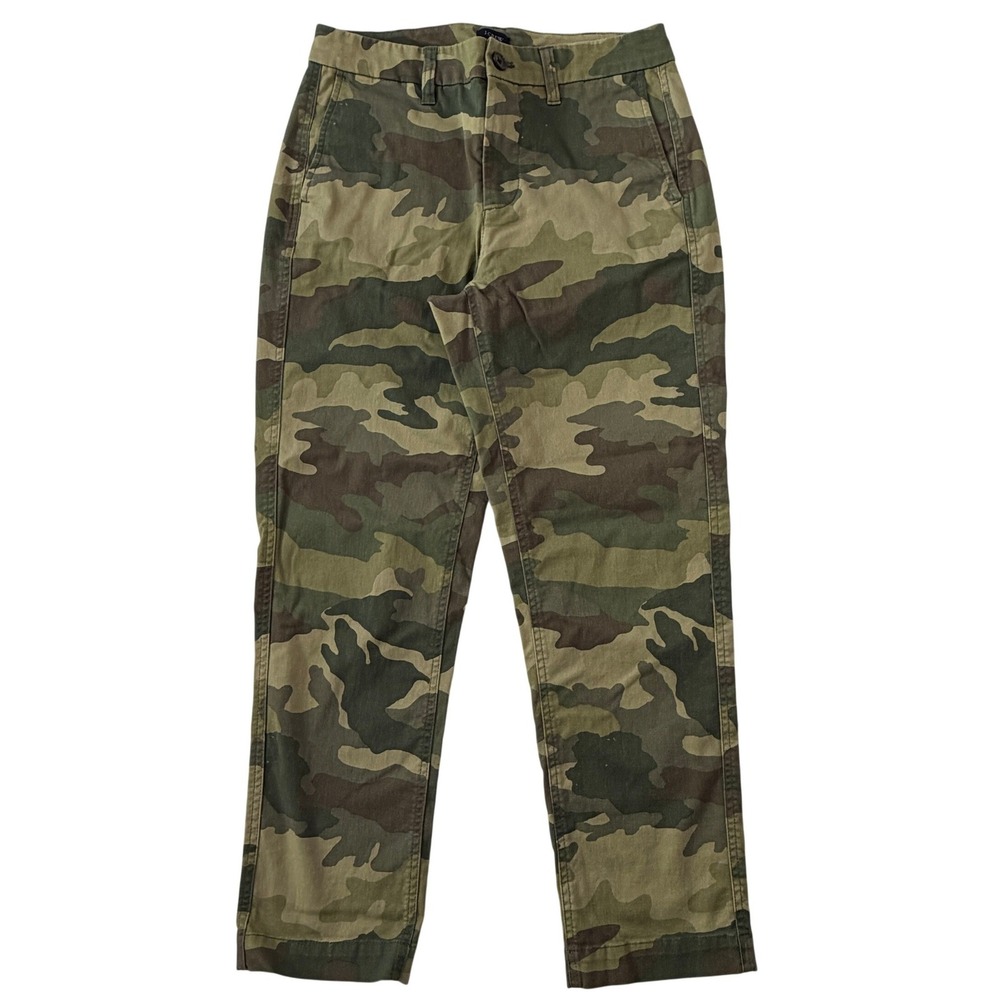 J.Crew Womens Camo Stretch Chino Pants Green Woodland Camouflage Size 4 Straight
